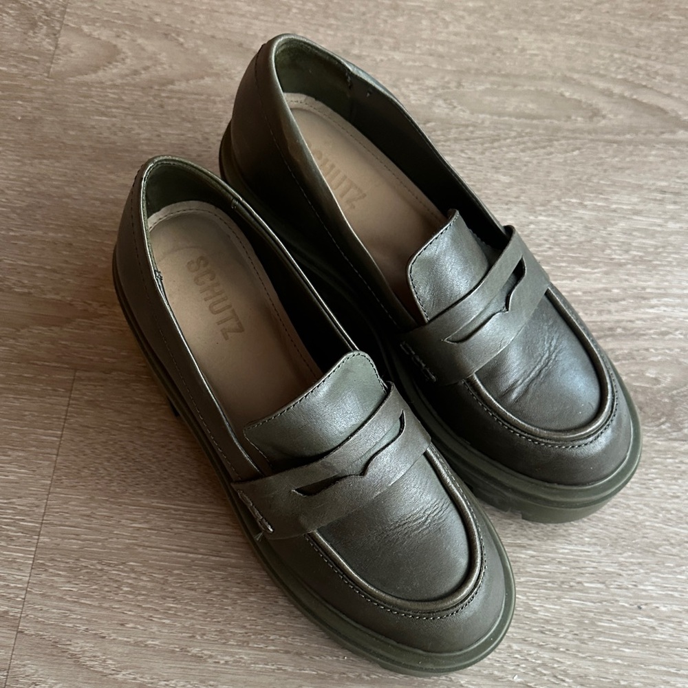 Schutz Women’s  Olive Platform Loafers